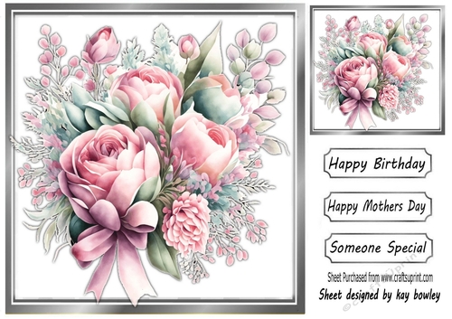 Beautiful Floral Spray In Silver 8X8 Frame (TWO)