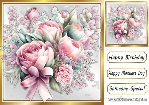 Beautiful Floral Spray In Gold 8X8 Frame (TWO)