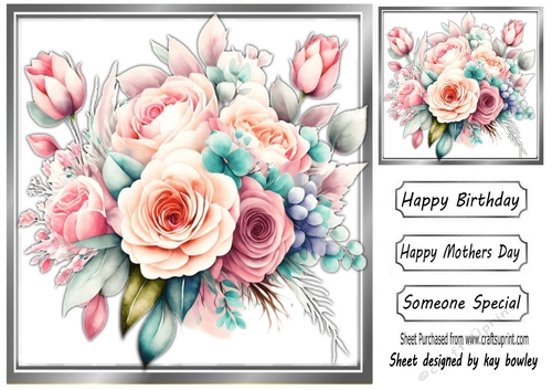 Beautiful Floral Spray In Silver 8X8 Frame (THREE)