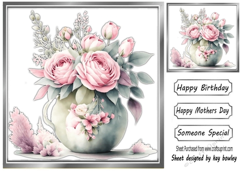 Beautiful Floral Spray In Silver 8X8 Frame (FOUR)
