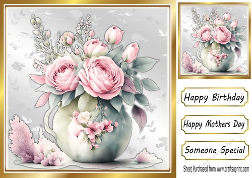 Beautiful Floral Spray In Gold 8X8 Frame (FOUR)