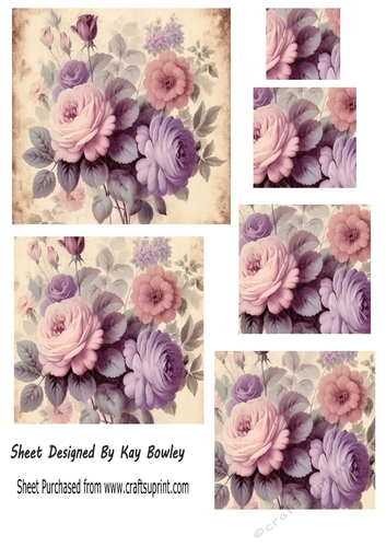 Vintage Pink/Purple Roses Pyramids (ONE)