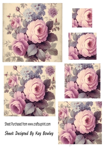 Vintage Pink/Purple Roses Pyramids (TWO)