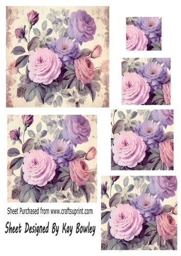 Vintage Pink/Purple Roses Pyramids (THREE)