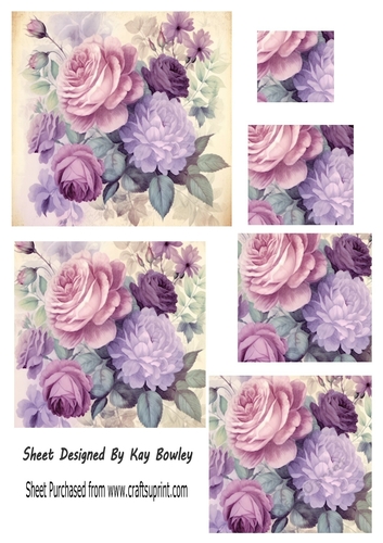 Vintage Pink/Purple Roses Pyramids (FOUR)
