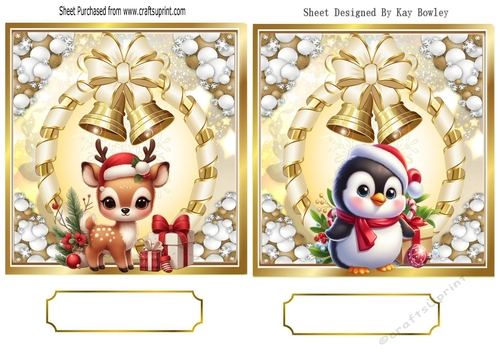 Two Lovely Christmas Toppers With Bells & Baubles (ONE)