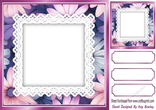 Pretty Floral Shades With Lace 8X8 Card Fronts (ONE)