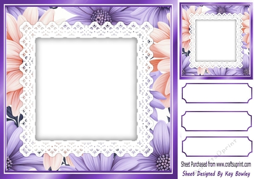 Pretty Floral Shades With Lace 8X8 Card Fronts (TWO)