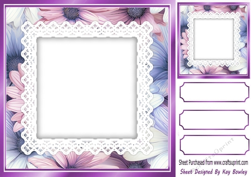 Pretty Floral Shades With Lace 8X8 Card Fronts (FOUR)