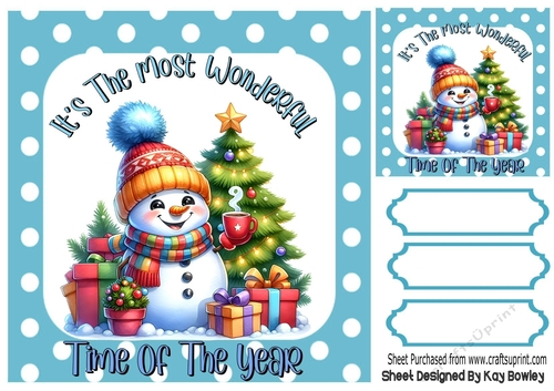 Lovely Snowman With Quote 8x8 Blue Polkadot (TWO)