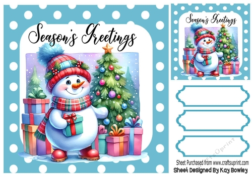 Lovely Snowman With Quote 8x8 Blue Polkadot (FOUR)