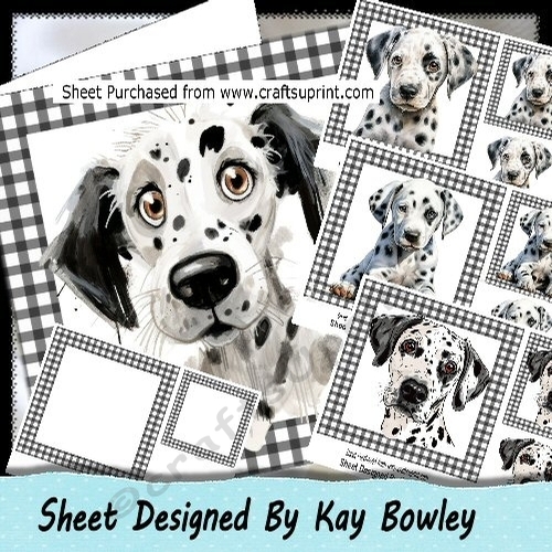4 Lovely Dalmation 7x7 Card Fronts Mini Kit