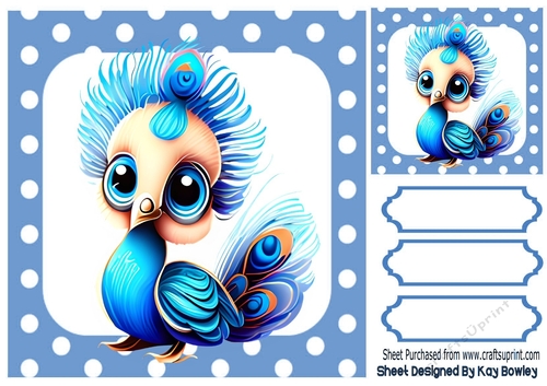 Pretty Baby Peacock in Polkadot 8X8 Frame (TWO)