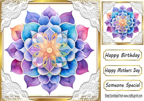Pretty Flower Mandala With Lace Corners 8x8 (TWO)