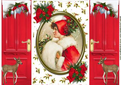 Christmas Lady in Glass Frame, Gatefold