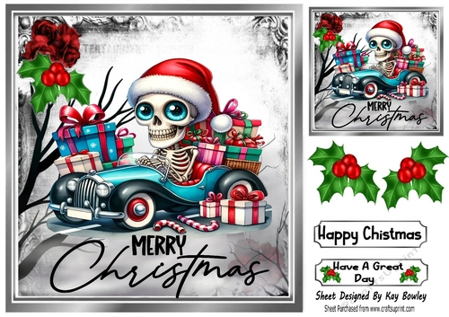 Christmas Gothic Santa With Holly 8x8 (TWO)