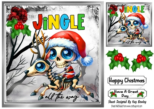 Christmas Gothic Santa With Holly 8x8 (THREE)