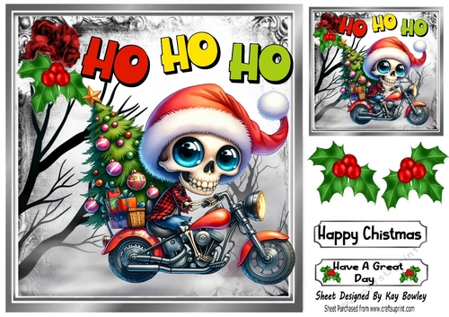 Christmas Gothic Santa With Holly 8x8 (FOUR)