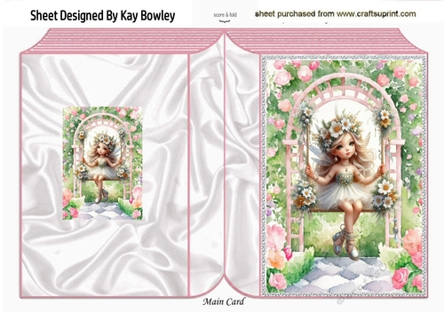 Pretty Flower Fairy In Garden On A Swing Folded Book (ONE)