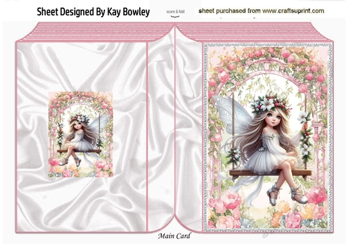 Pretty Flower Fairy In Garden On A Swing Folded Book (TWO)