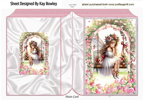 Pretty Flower Fairy In Garden On A Swing Folded Book (THREE)