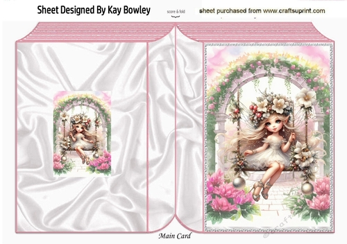 Pretty Flower Fairy In Garden On A Swing Folded Book (FOUR)
