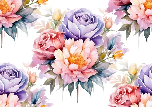 Pretty Coloured Roses Backing Paper (BIG FOUR)