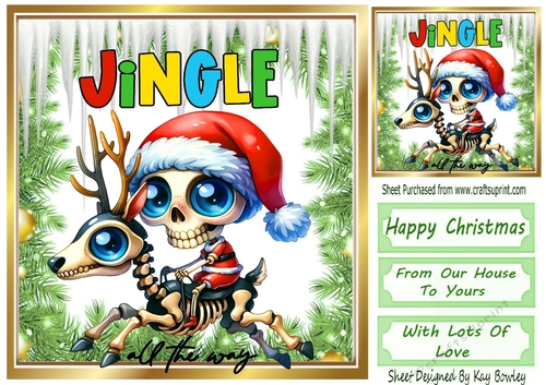 Christmas Gothic Santa With Icicles & Holly 8x8 (TWO)