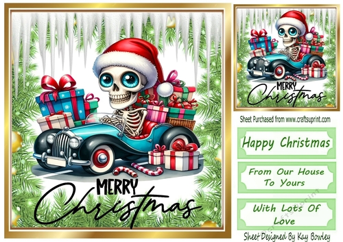 Christmas Gothic Santa With Icicles & Holly 8x8 (THREE)