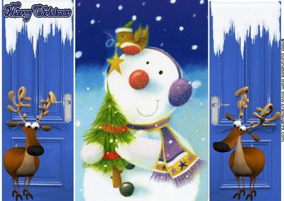 Cheeky Robin with Snowman, Gatefold