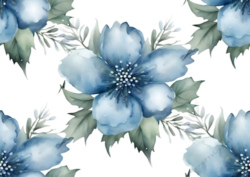 Pretty Blue Christmas Flowers Backing Paper (BIG)
