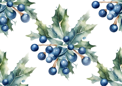 Pretty Blue Christmas Berries Backing Paper (BIG)