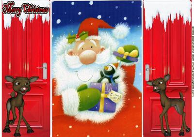 Santa with Cute Little Penguin, Gatefold