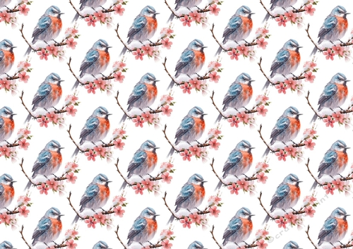 Robin With Winter Flowers Backing Paper