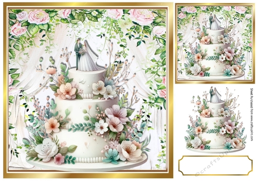 Beautiful Wedding Cake With Peach/Pink Roses 8x8