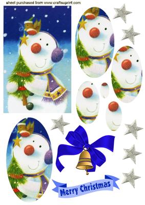 Cheeky Robin with Snowman, Oval Pyramids