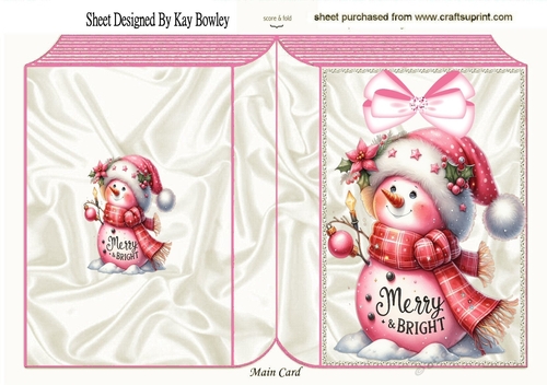 Lovely Pink Snowman In Folded Book (TWO)