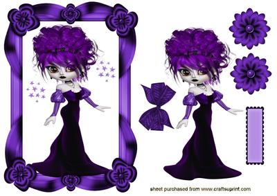 Gothic Girl in Lovely Purple Dress