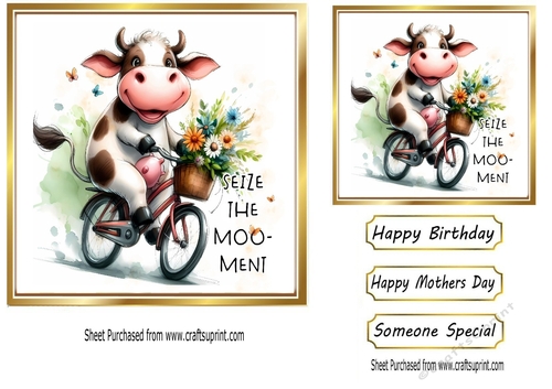Funny Cow With Hilarious Comments 7x7 Card Fronts ONE