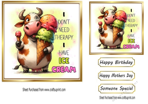 Funny Cow With Hilarious Comments 7x7 Card Fronts THREE