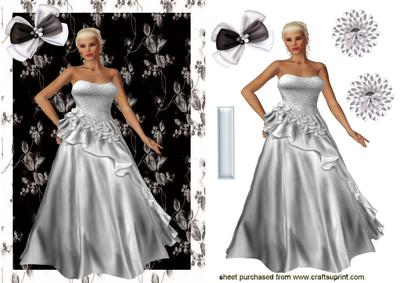 Pretty Lady in White Satin Dress