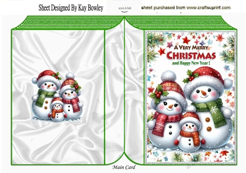 Lovely Christmas Snowmen In Festive Frame Folded Book