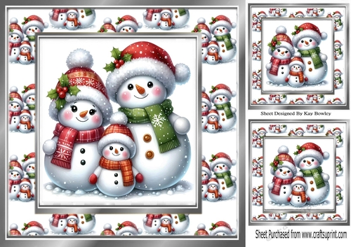 Lovely Christmas Snowmen 8x8  Card Front