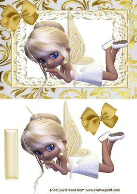 Cute Little Faerie with Gold Wings