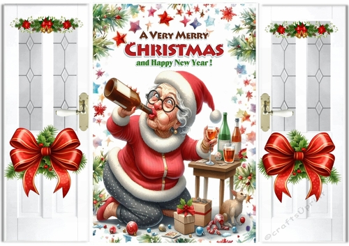 Lovely Christmas Gate Fold Card Having A Tipple Or More (TWO)