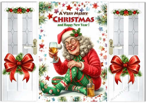 Lovely Granny Celebrating, MERRY Christmas Gate Fold (FOUR)