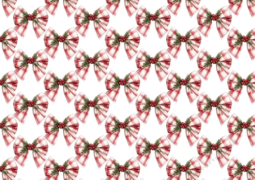 Pretty Red Tartan Bows With Holly Backing Paper