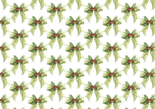 Pretty Green Spot Bows With Holly And Berries Backing Paper