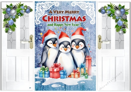 Lovely Penguin Family In The Snow Christmas Gate Fold (ONE)