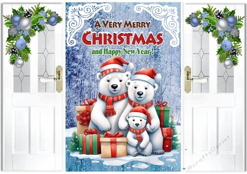 Lovely Polar Bear Family In The Snow Christmas Gate Fold (TWO)